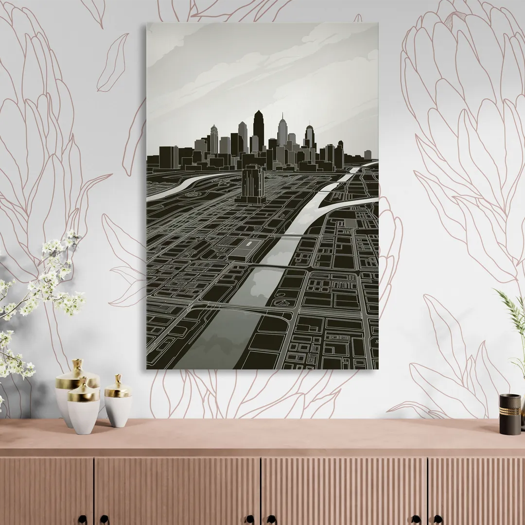 Philadelphia Map Design Living Room - Canvas Wall Art