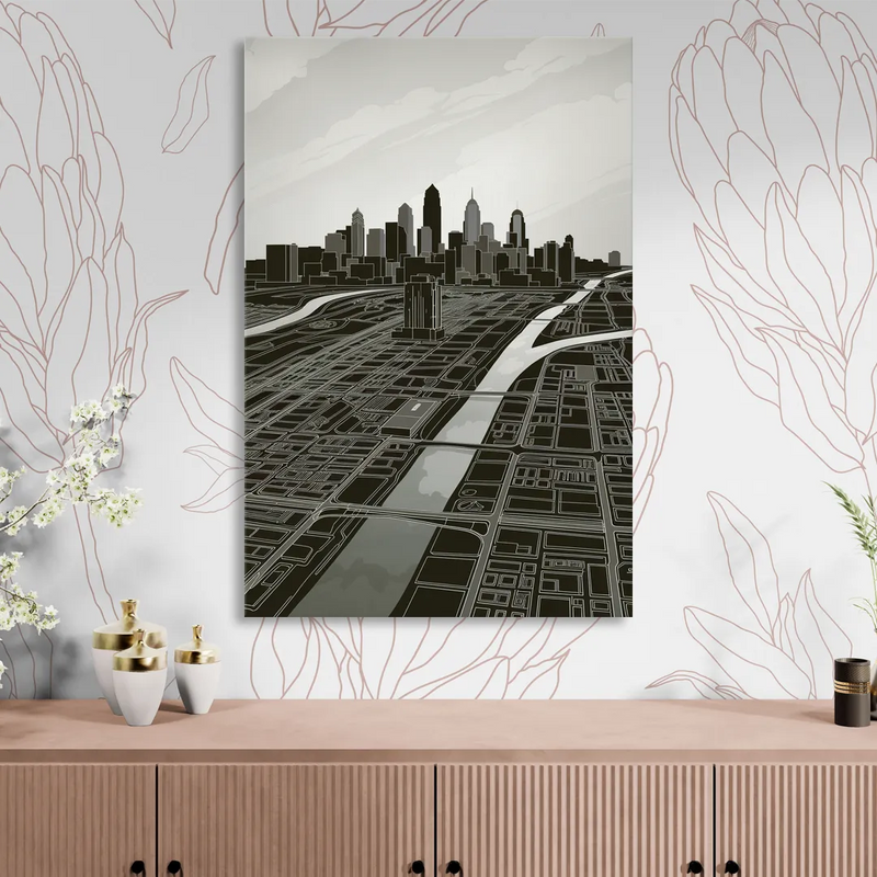 Philadelphia Map Design Living Room - Canvas Wall Art