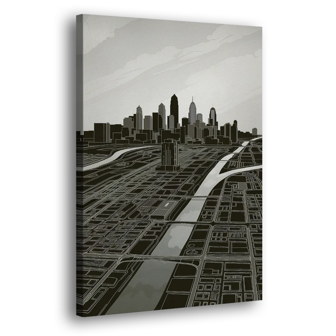 Philadelphia Map Design Side - Canvas Wall Art