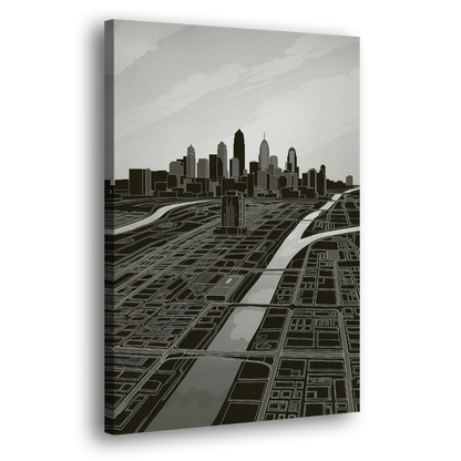 Philadelphia Map Design Side - Canvas Wall Art