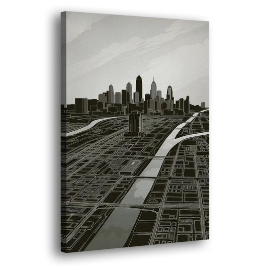 Philadelphia Map Design Side - Canvas Wall Art