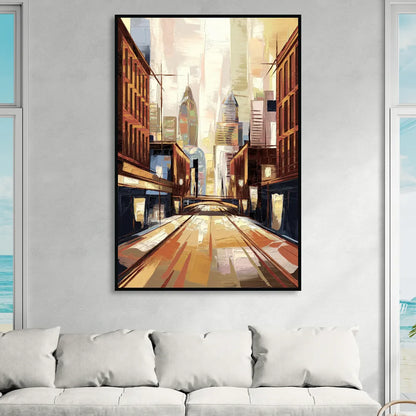 Philadelphia Market Street Sitting Room - Black Canvas Wall Art