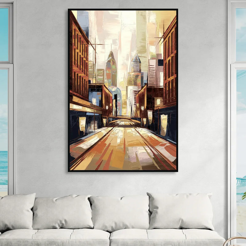 Philadelphia Market Street Sitting Room - Black Canvas Wall Art