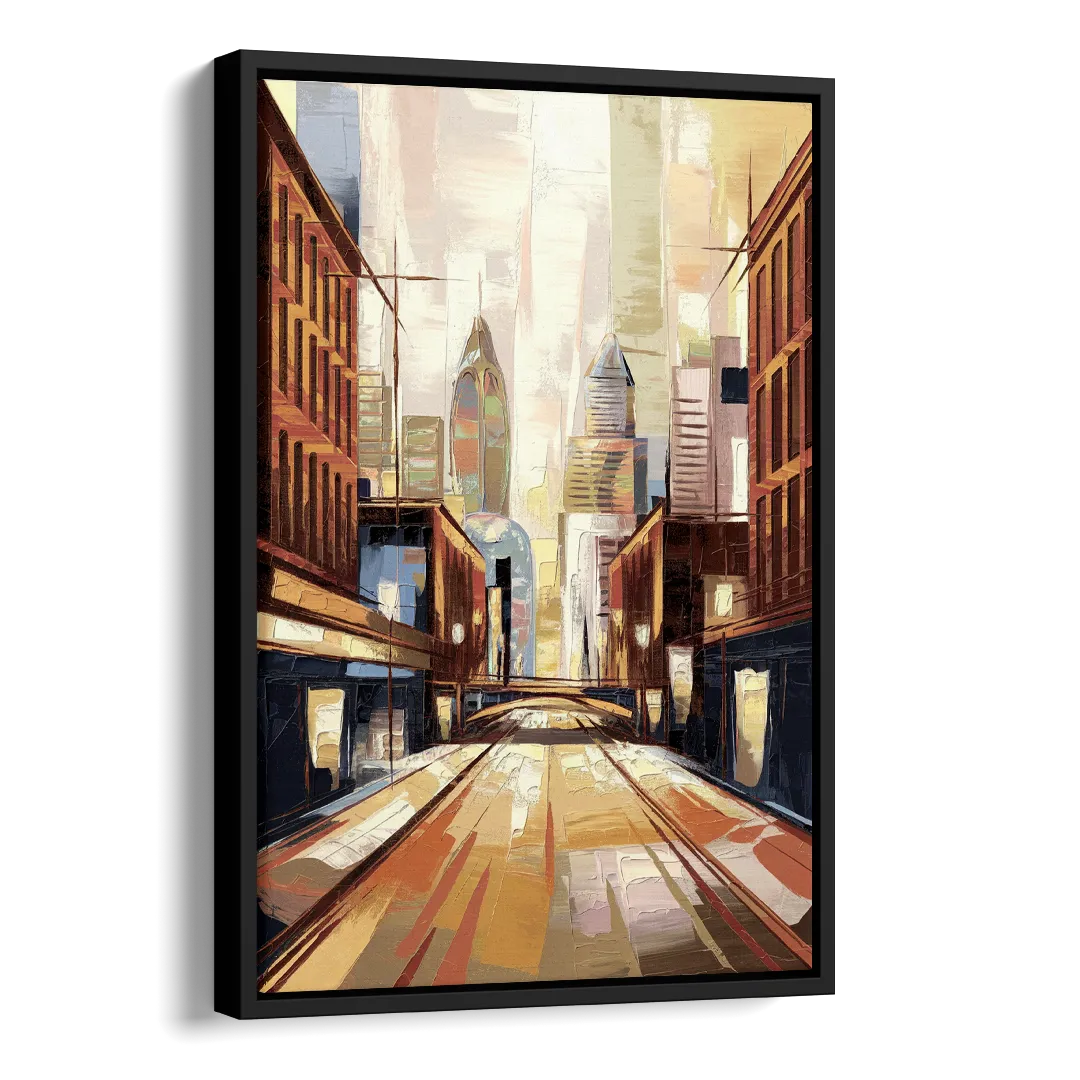 Philadelphia Market Street Side - Black Canvas Wall Art