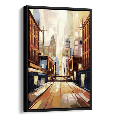 Philadelphia Market Street Side - Black Canvas Wall Art