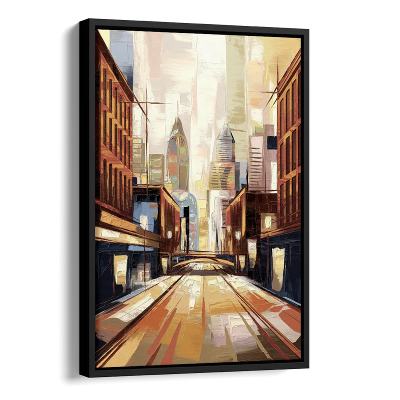 Philadelphia Market Street Side - Black Canvas Wall Art