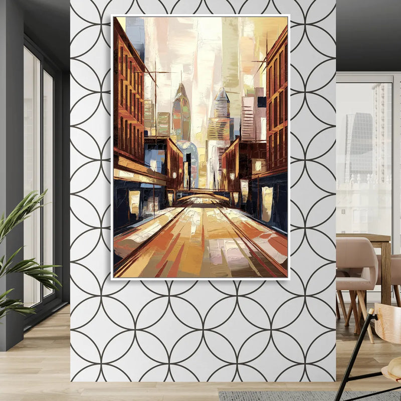 Philadelphia Market Street Sitting Room - White Canvas Wall Art