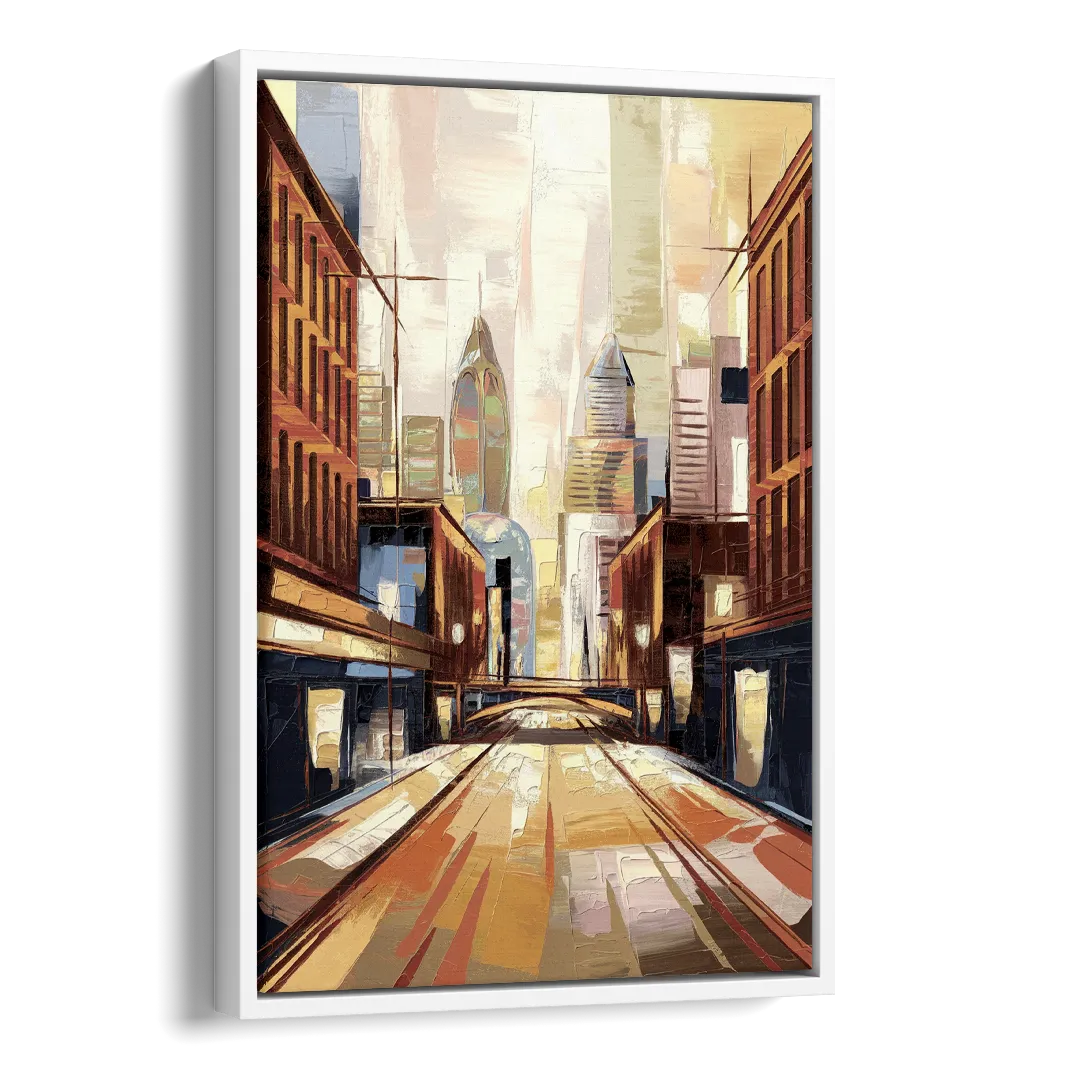 Philadelphia Market Street Side - White Canvas Wall Art