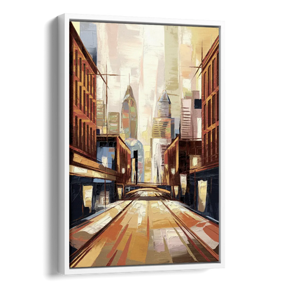 Philadelphia Market Street Side - White Canvas Wall Art