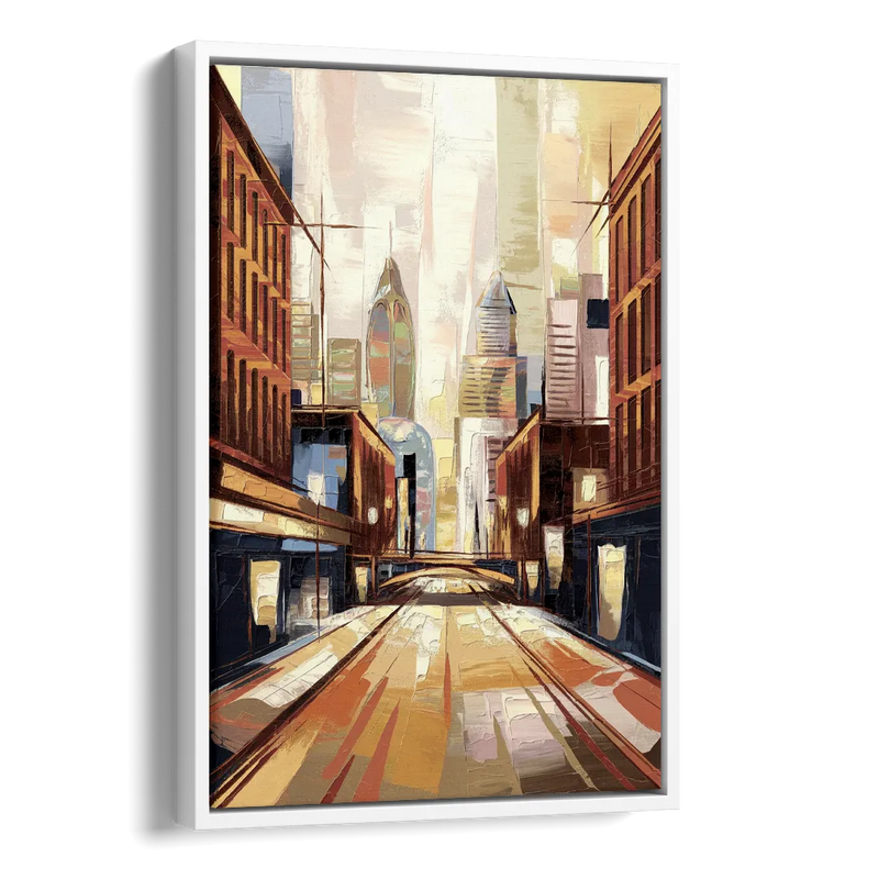 Philadelphia Market Street Side - White Canvas Wall Art