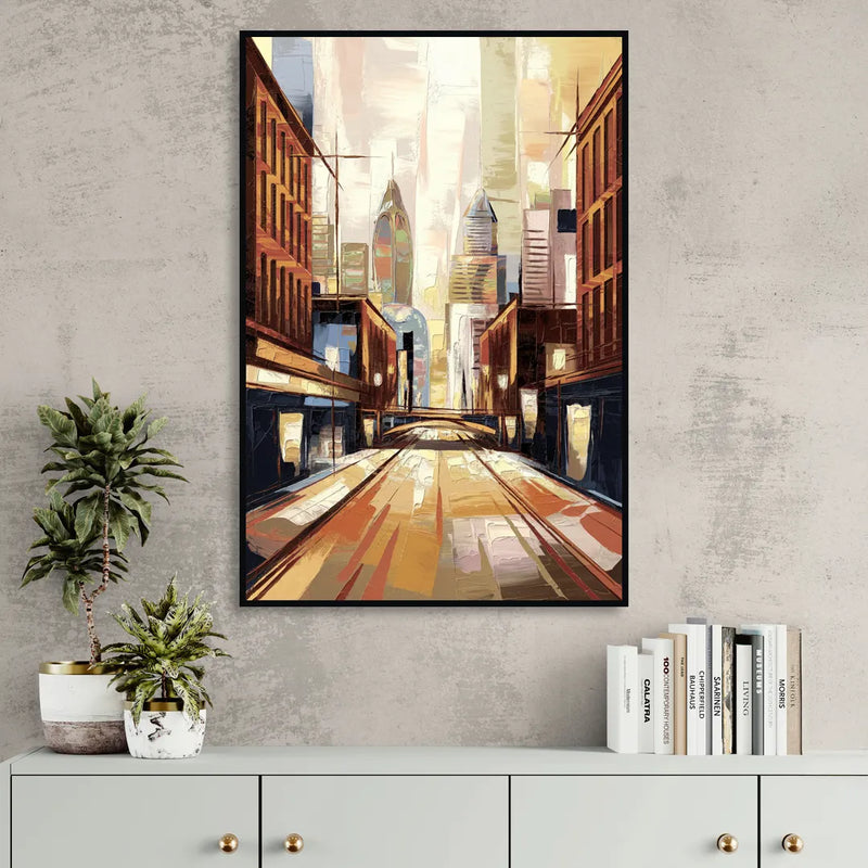 Philadelphia Market Street Living Room - Black Canvas Wall Art