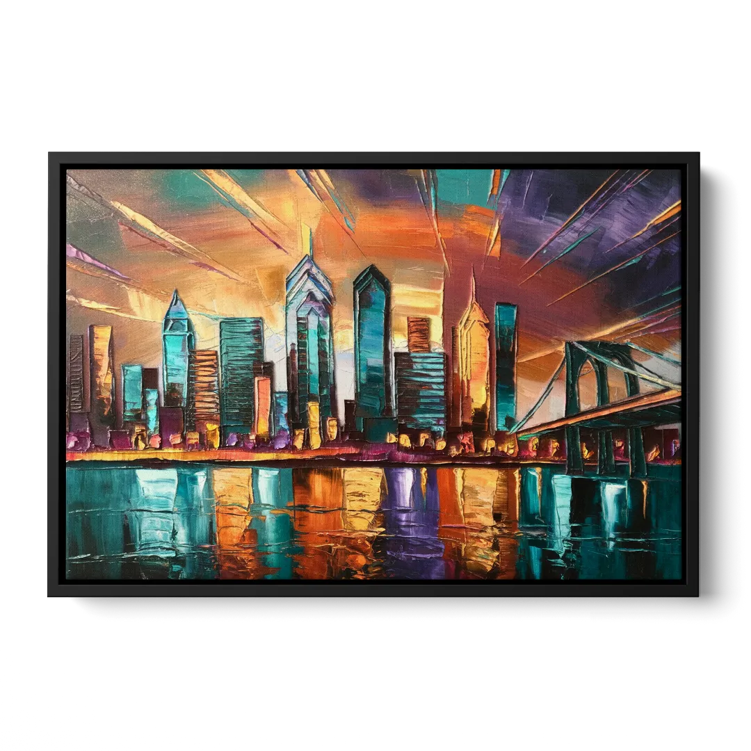 Philadelphia Mural Art Front - Black Canvas Wall Art
