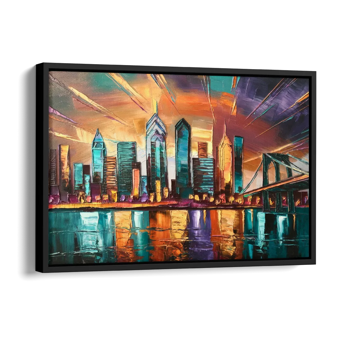 Philadelphia Mural Art Side - Black Canvas Wall Art