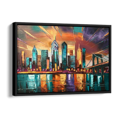 Philadelphia Mural Art Side - Black Canvas Wall Art