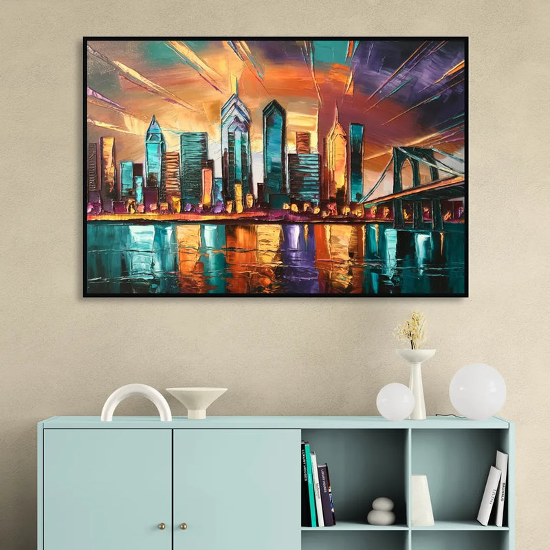 Philadelphia Mural Art Sitting Room - Black Canvas Wall Art
