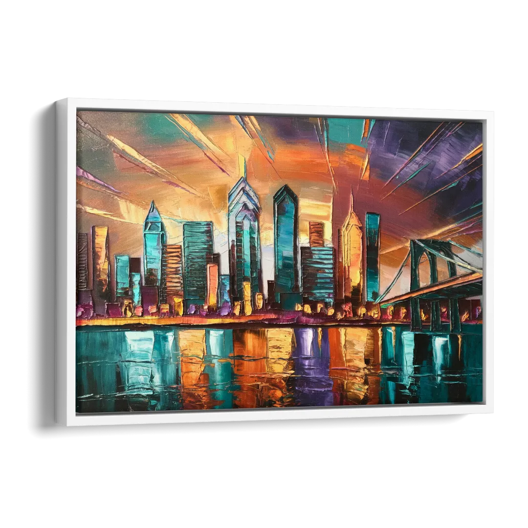 Philadelphia Mural Art Side - White Canvas Wall Art