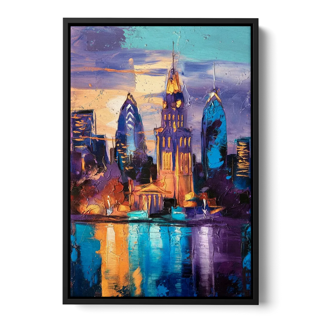 Philadelphia Old City Front - Black Canvas Wall Art