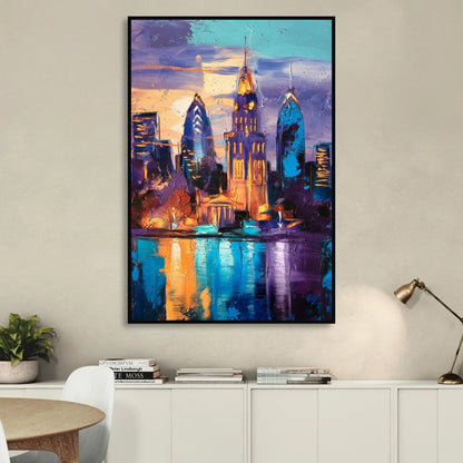 Philadelphia Old City Sitting Room - Black Canvas Wall Art