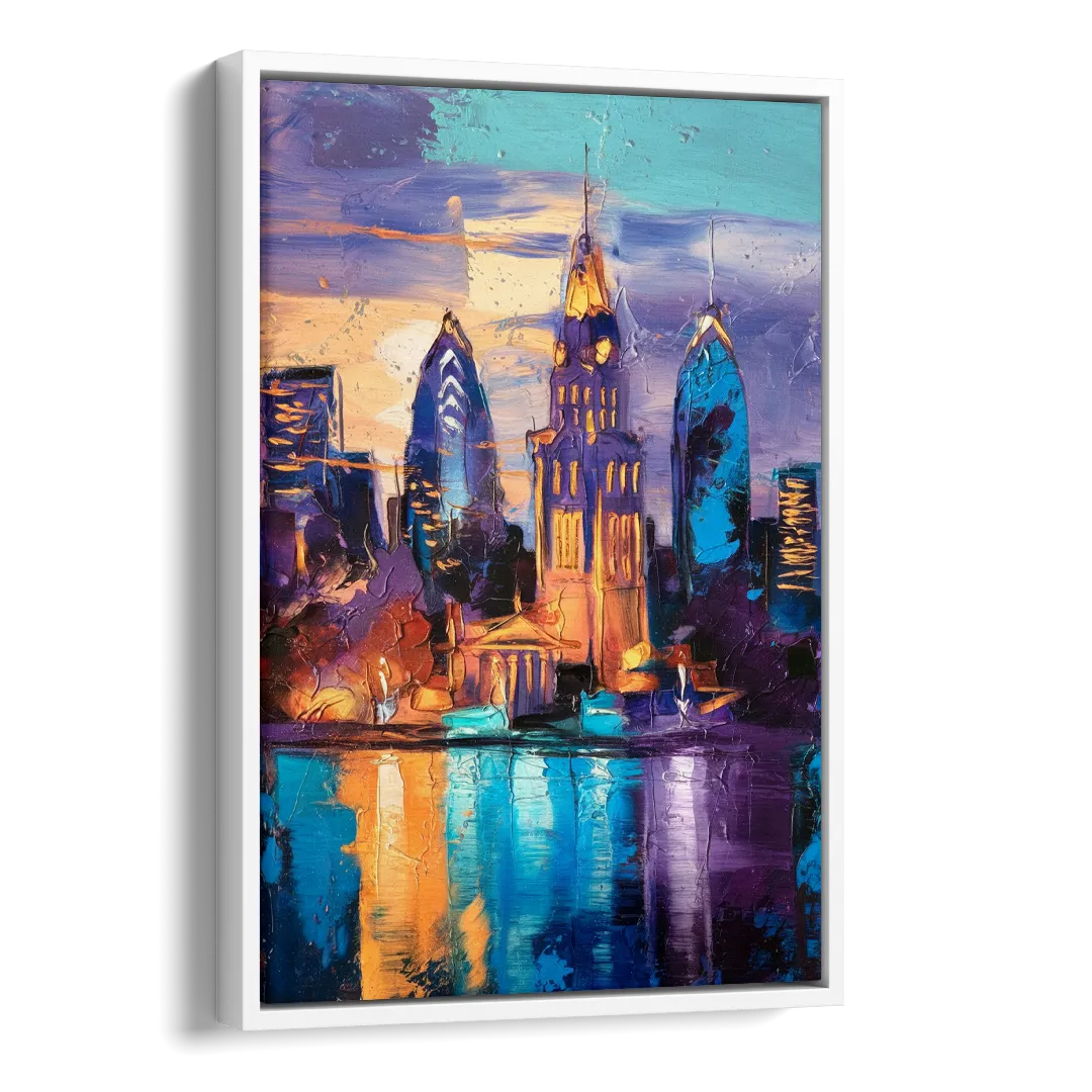 Philadelphia Old City Side - White Canvas Wall Art