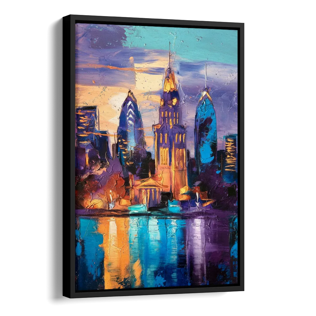 Philadelphia Old City Side - Black Canvas Wall Art
