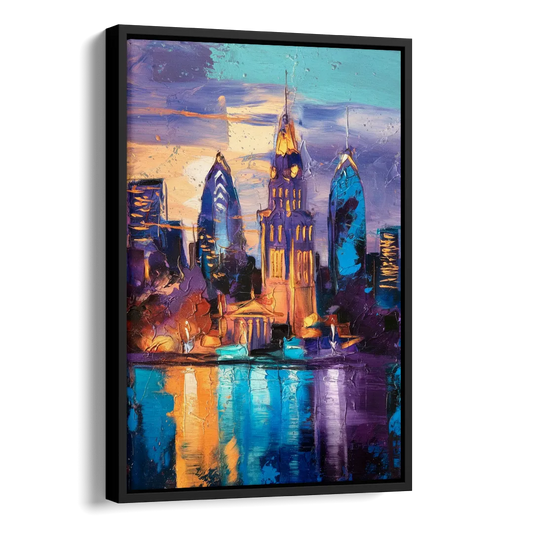 Philadelphia Old City Side - Black Canvas Wall Art