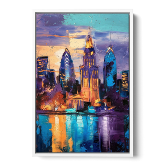 Philadelphia Old City - White Framed Canvas Wall Art - Front