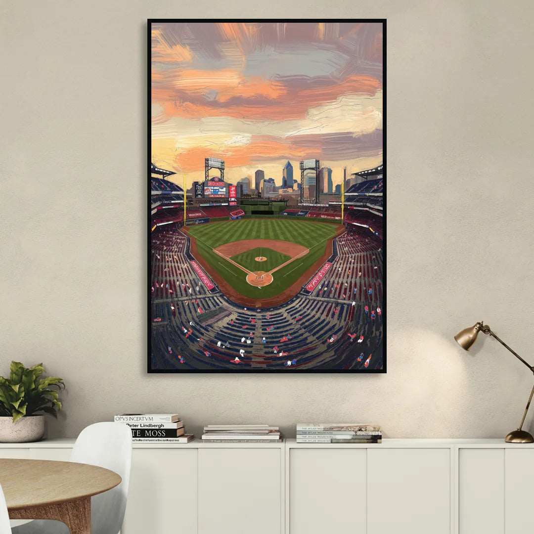Philadelphia Phillies Ballpark Living Room - Black Canvas Wall Art