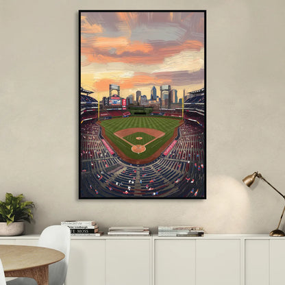 Philadelphia Phillies Ballpark Living Room - Black Canvas Wall Art