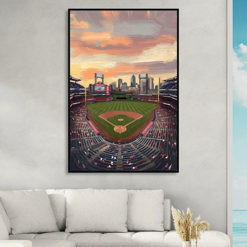 Philadelphia Phillies Ballpark Sitting Room - Black Canvas Wall Art