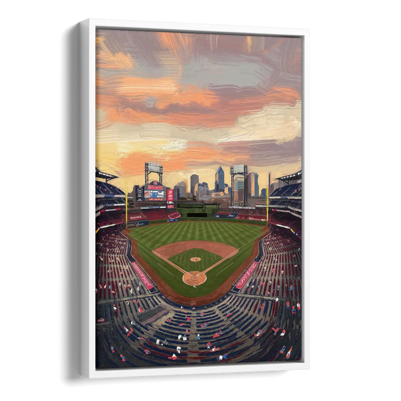 Philadelphia Phillies Ballpark Side - White Canvas Wall Art