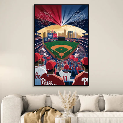 Philadelphia Phillies Celebration Sitting Room - Black Canvas Wall Art