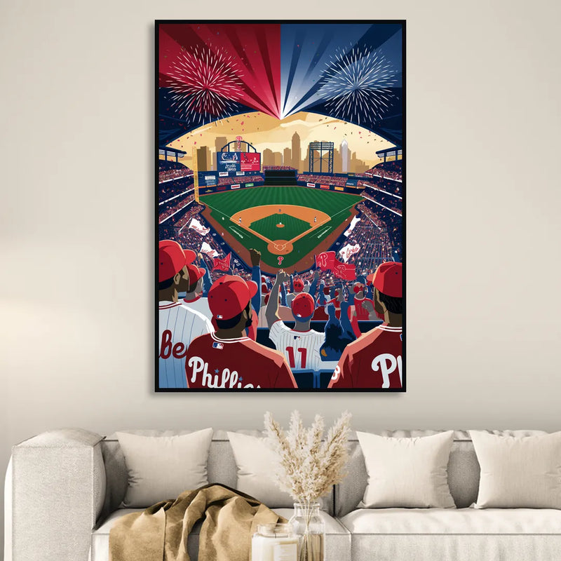 Philadelphia Phillies Celebration Sitting Room - Black Canvas Wall Art