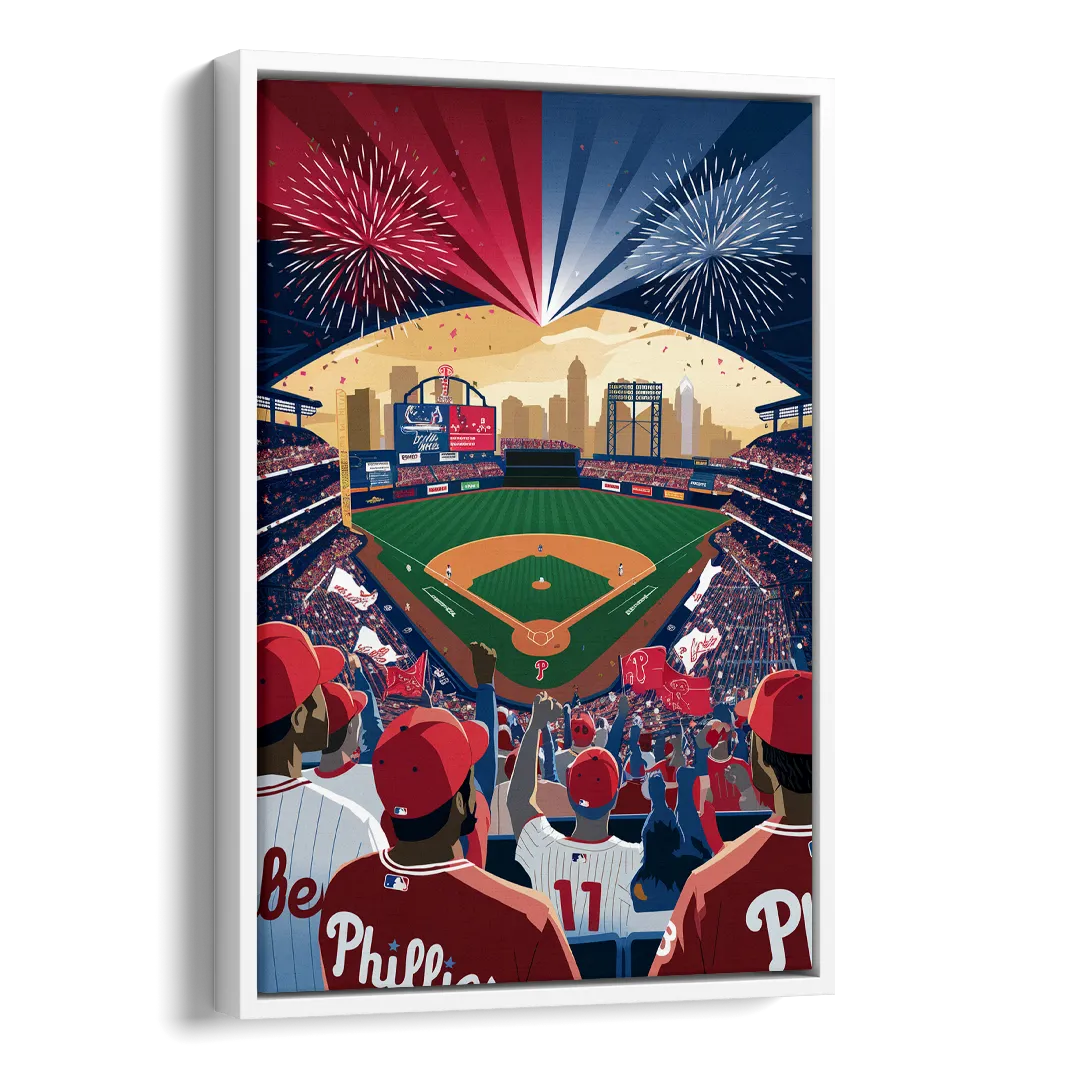 Philadelphia Phillies Celebration Side - White Canvas Wall Art