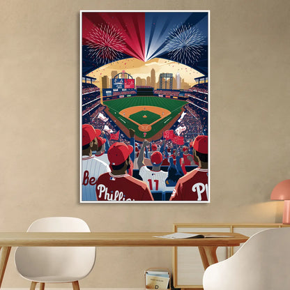Philadelphia Phillies Celebration Living Room - White Canvas Wall Art