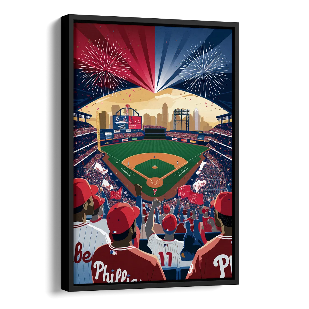 Philadelphia Phillies Celebration Side - Black Canvas Wall Art