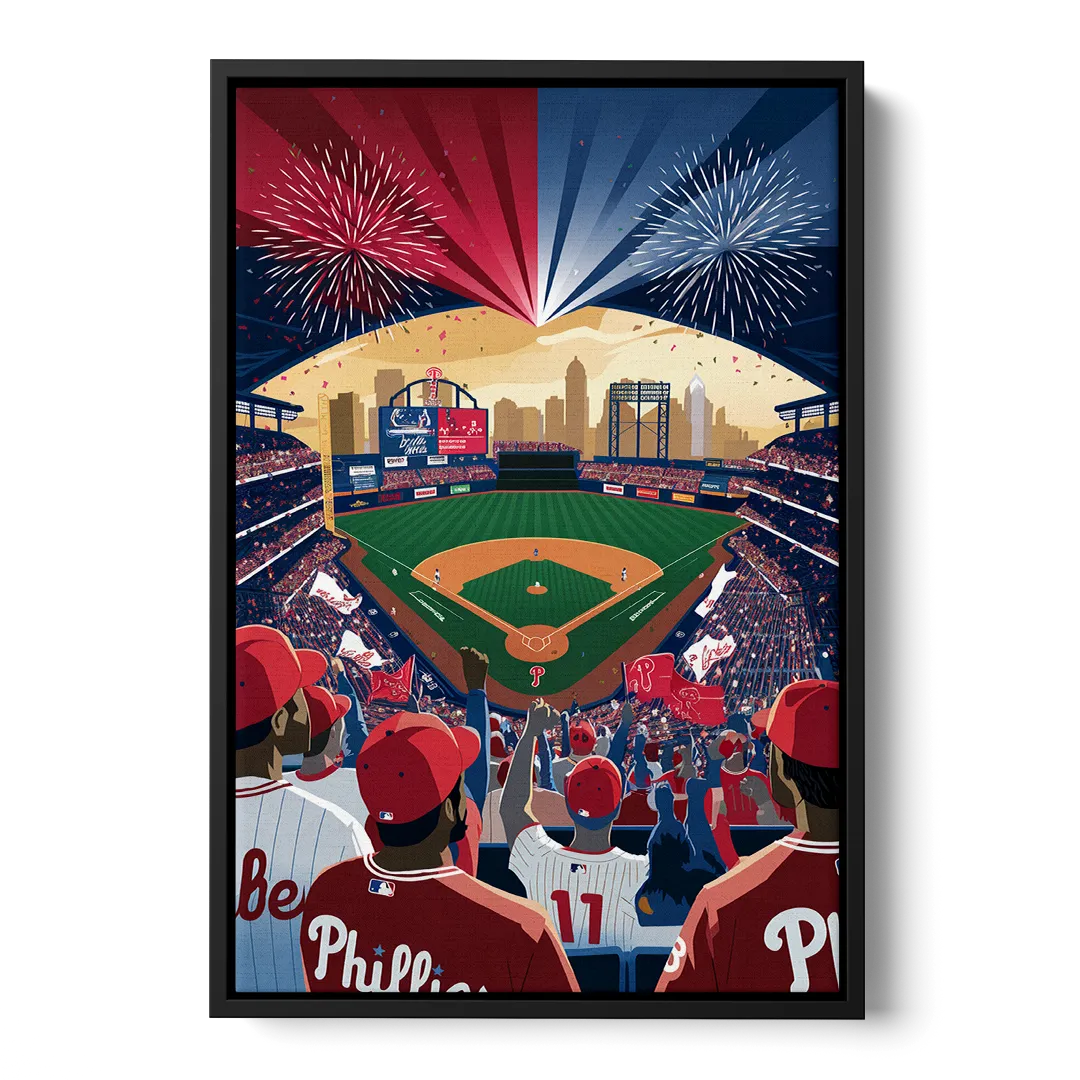 Philadelphia Phillies Celebration Front - Black Canvas Wall Art