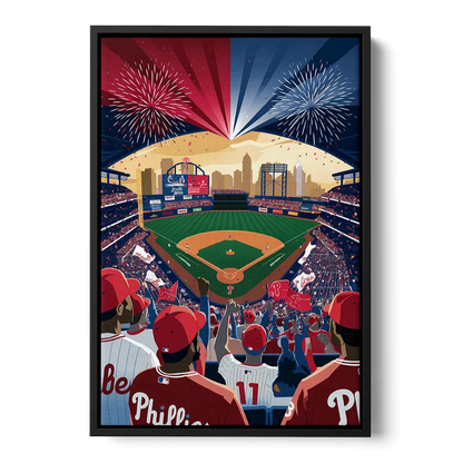 Philadelphia Phillies Celebration Front - Black Canvas Wall Art