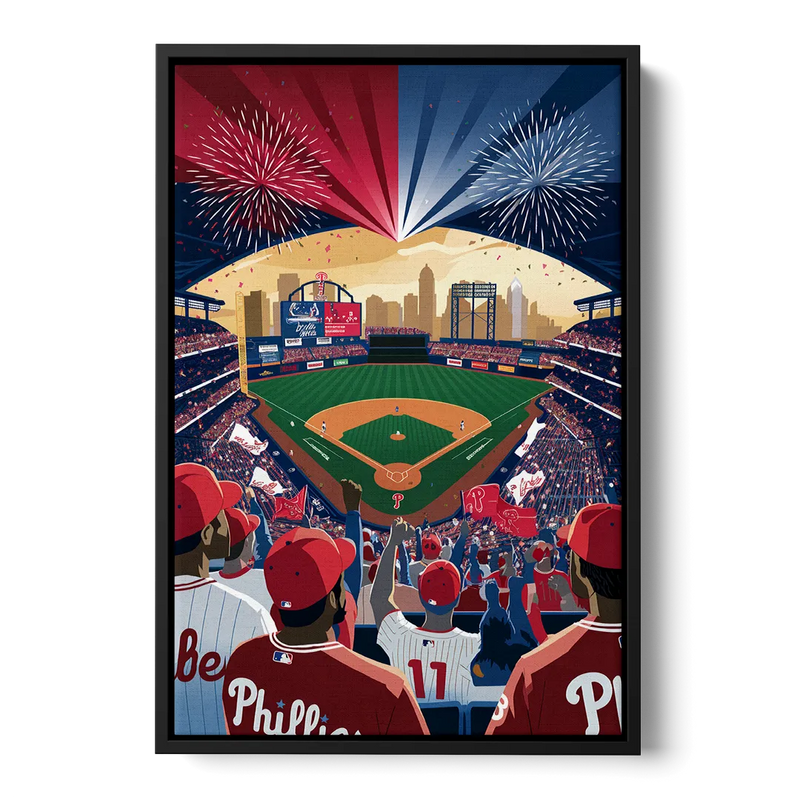 Philadelphia Phillies Celebration Front - Black Canvas Wall Art