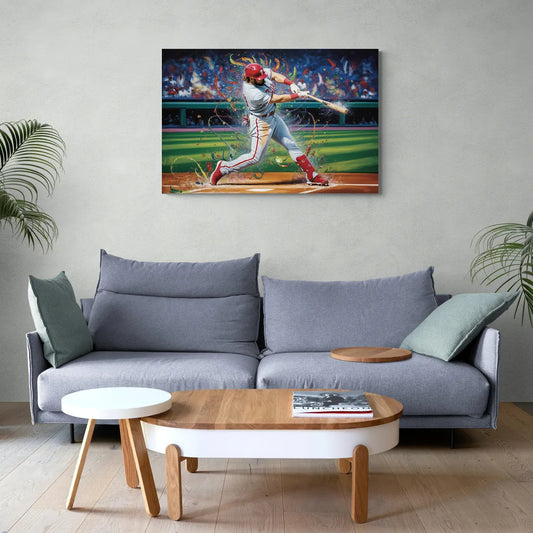 Philadelphia Phillies Impressionistic Baseball Action Art - Canvas Wall Art Living Room