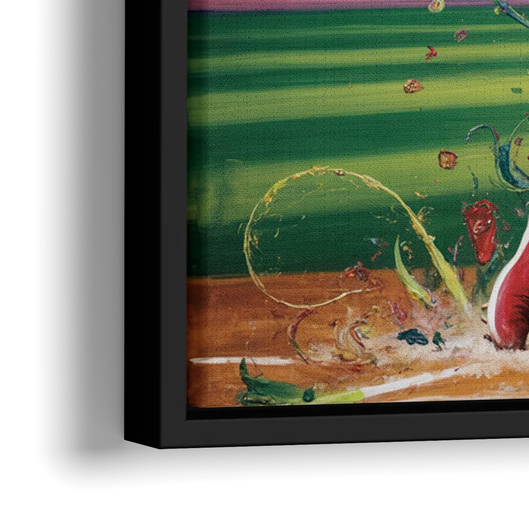 Philadelphia Phillies Impressionistic Baseball Action Art - Close-Up Black Frame Canvas