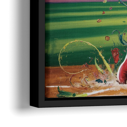 Philadelphia Phillies Impressionistic Baseball Action Art - Close-Up Black Frame Canvas