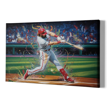 Philadelphia Phillies Impressionistic Baseball Action Art - Canvas Print Art Sides