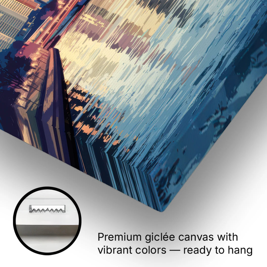 Philadelphia Schuylkill River - Canvas Wall Art - Gallery Wrap Corner