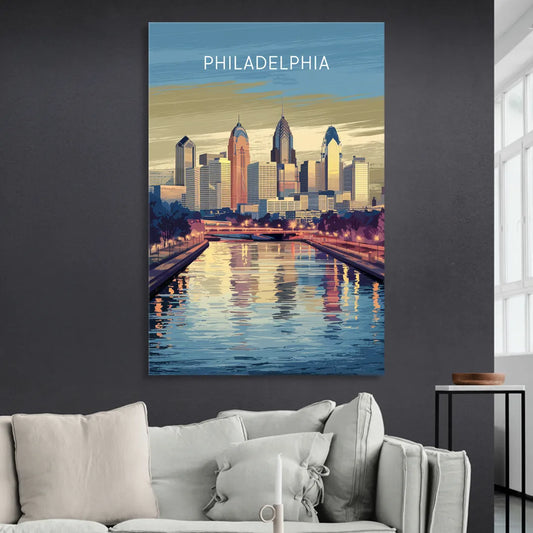 Philadelphia Schuylkill River Living Room - Canvas Wall Art