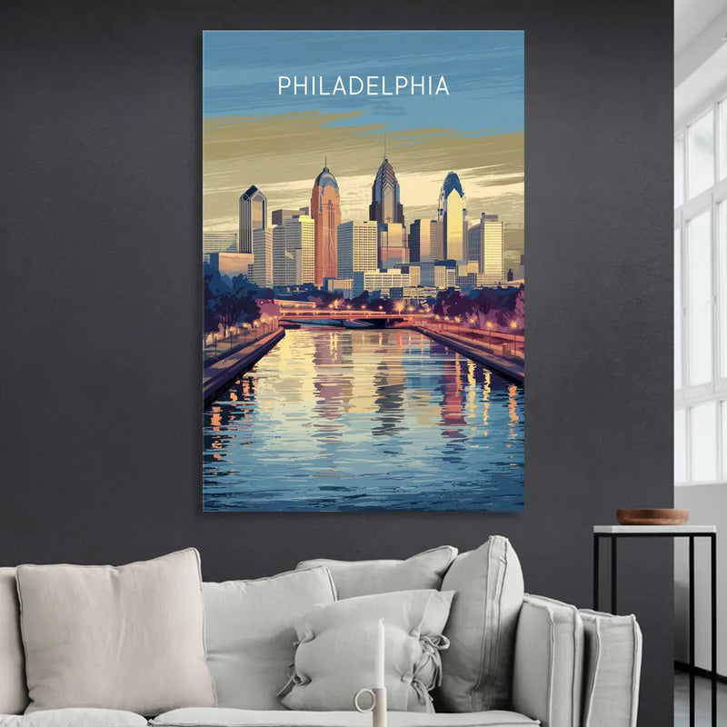 Philadelphia Schuylkill River Living Room - Canvas Wall Art