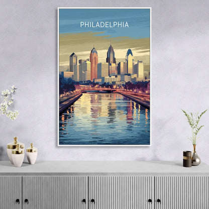 Philadelphia Schuylkill River Living Room - White Canvas Wall Art