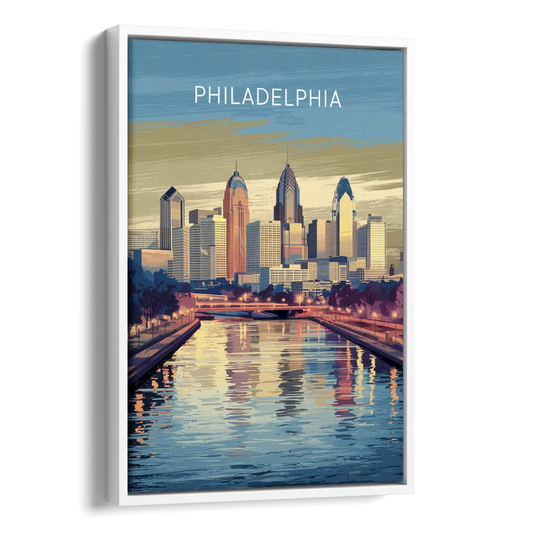 Philadelphia Schuylkill River Side - White Canvas Wall Art