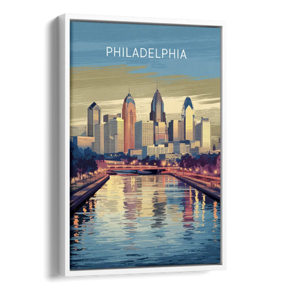 Philadelphia Schuylkill River Side - White Canvas Wall Art