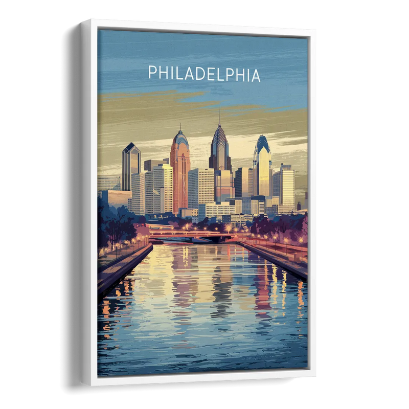 Philadelphia Schuylkill River Side - White Canvas Wall Art