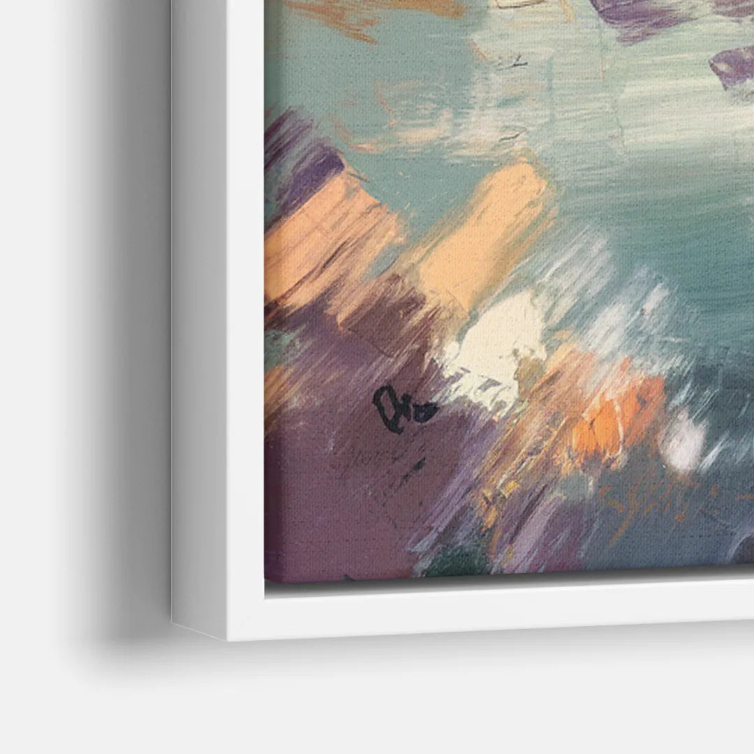 Philadelphia Skyline Reflections - Close-Up White Frame Canvas